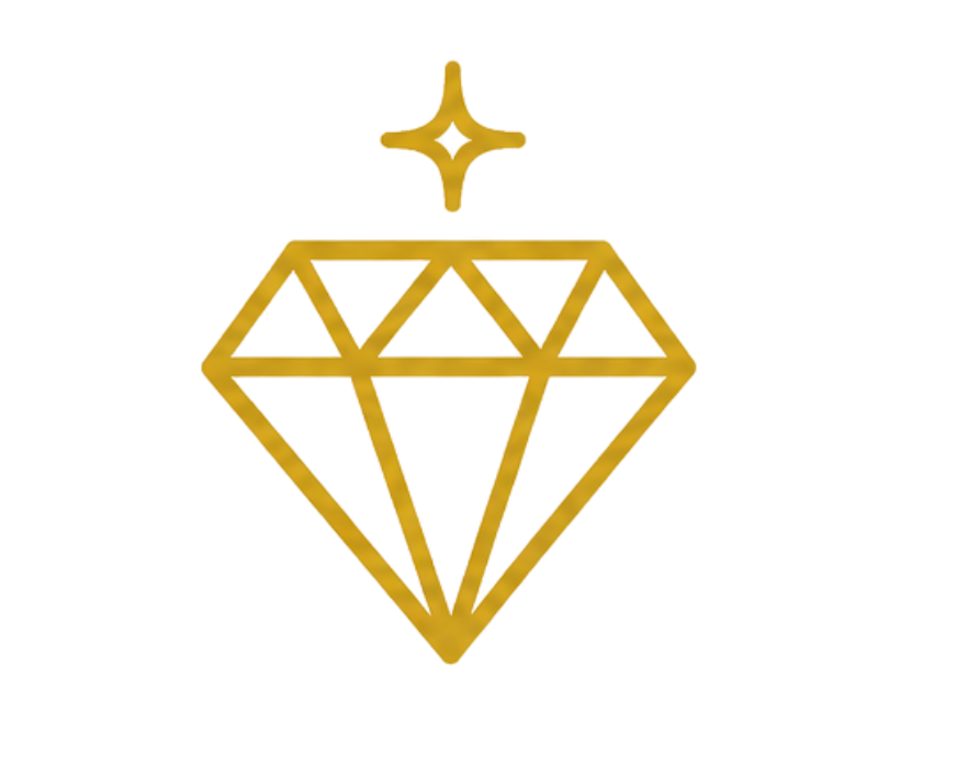 Gold diamond icon on a white background